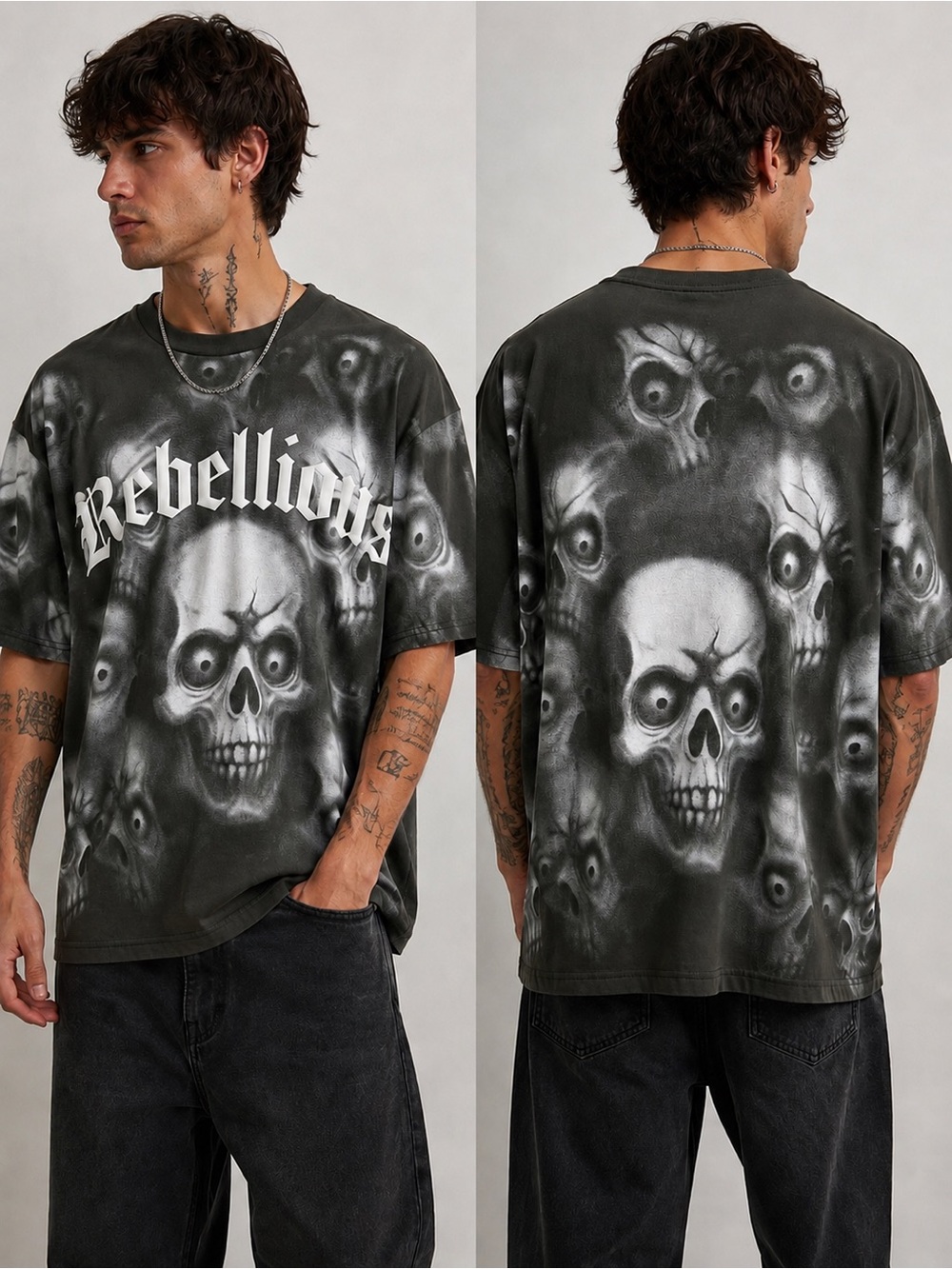 NWT Rebellious Skull Graphic T Shirt Men’s Large Gothic Streetwear